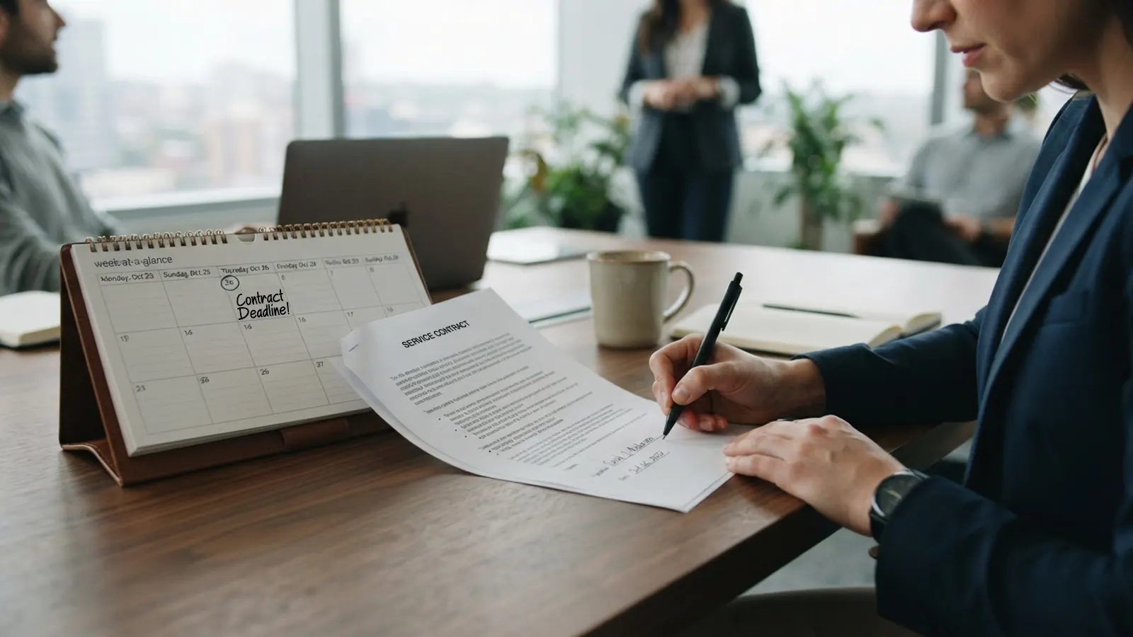 Business attorney reviewing a contract